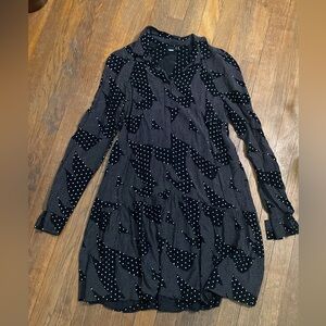 ASOS Black and White Geometric Long Sleeve Dress